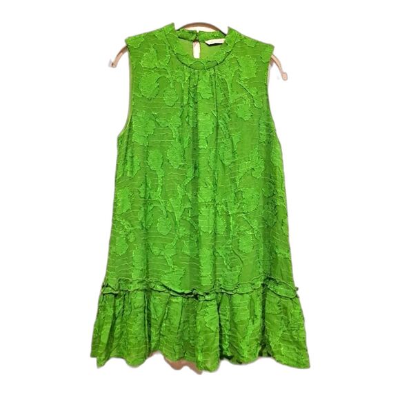 Soft Surroundings Tops - Soft Surroundings Green Sleeveless Blouse Lace Ruffles Lined Viscose Women's S